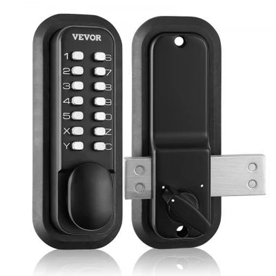 Mechanical Keyless Entry Door Lock, 14 Digit Keypad, Water-proof Zinc Alloy, Outdoor Gate Door Locks Set with Surface-mounted Latch, Keypad and Knob, Easy to Install, for Garden, Garage, Yard
