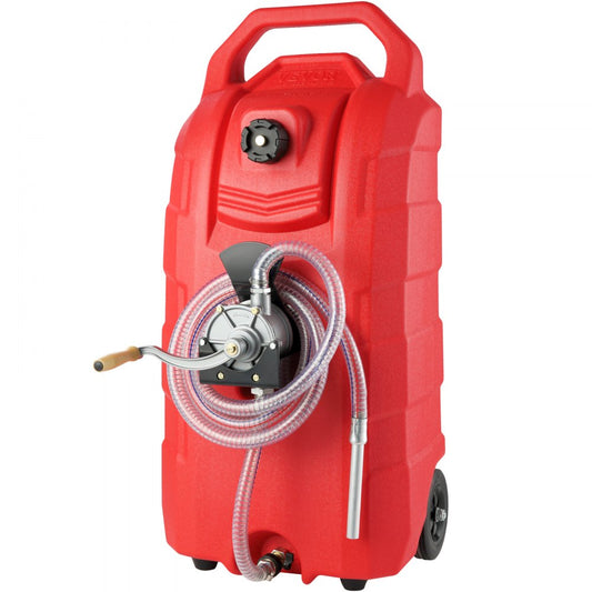 VEVOR 60.57L Fuel Caddy, 7.8 L/min, Portable Gas Storage Tank Container with Hand Pump Rubber Wheels, Fuel Transfer Storage Tank for Gasoline Diesel Machine Oil Car Mowers Tractor Boat Motorcycle