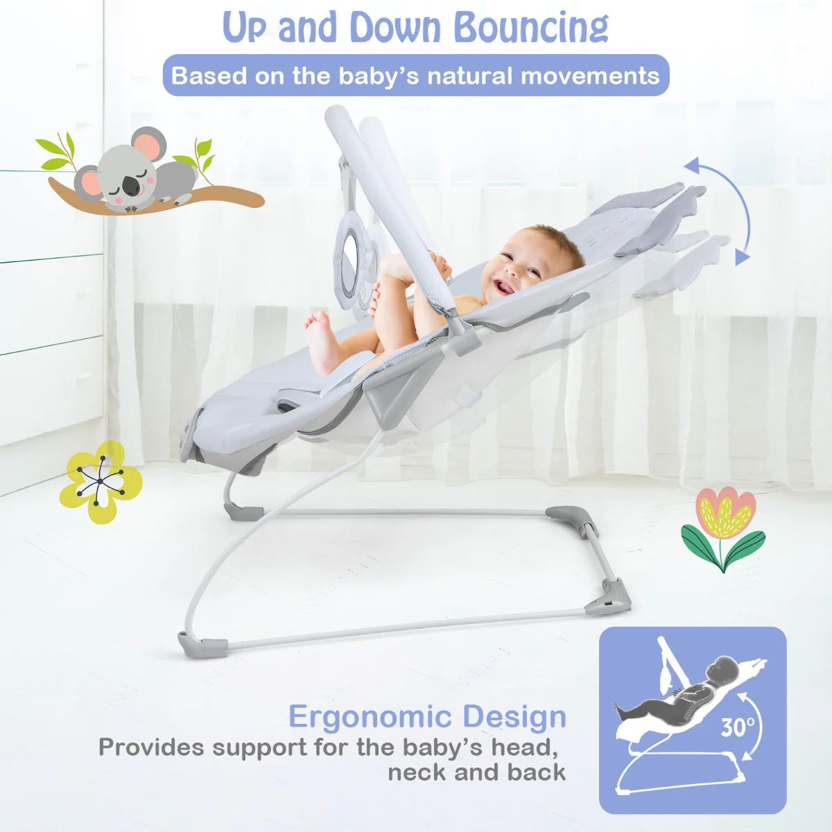 Costway Infant Rocker Seat with Detachable Toy Bar for Babies