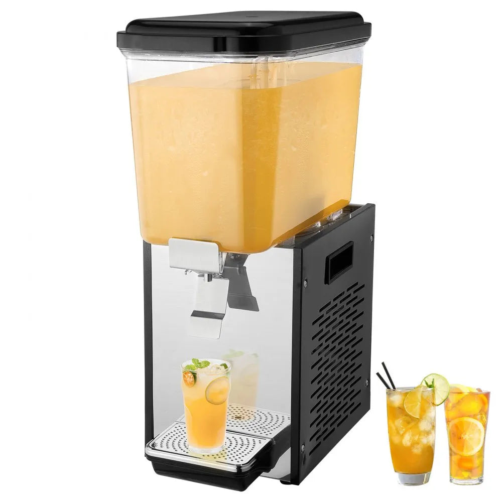 Serve drinks with ease using the VEVOR 18L Commercial Beverage Dispenser. Built with durable 304 food-grade stainless steel and a powerful 300W cooling system, this dispenser keeps beverages chilled between 7°C and 12°C