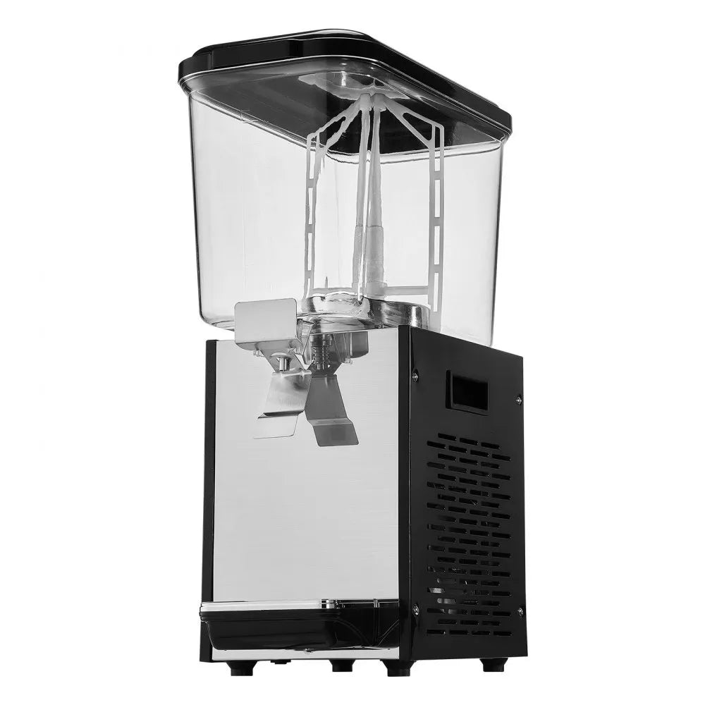 Serve drinks with ease using the VEVOR 18L Commercial Beverage Dispenser. Built with durable 304 food-grade stainless steel and a powerful 300W cooling system, this dispenser keeps beverages chilled between 7°C and 12°C