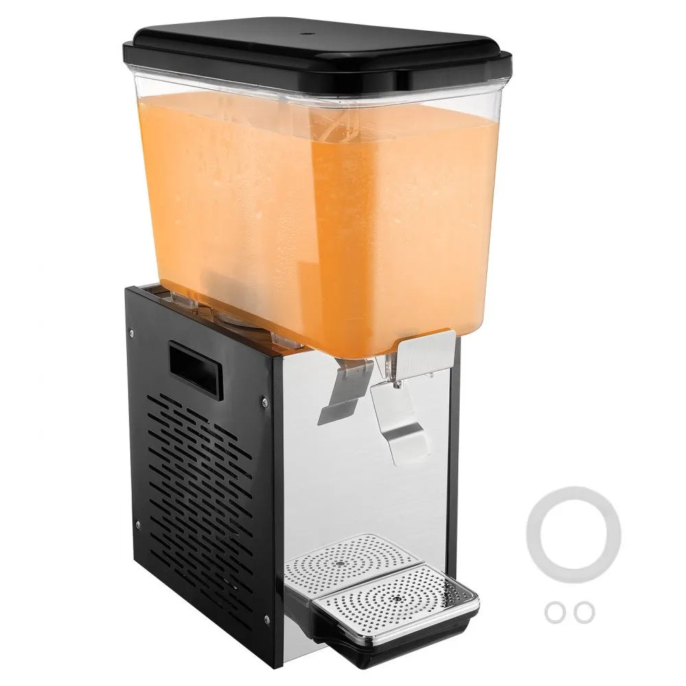 Serve drinks with ease using the VEVOR 18L Commercial Beverage Dispenser. Built with durable 304 food-grade stainless steel and a powerful 300W cooling system, this dispenser keeps beverages chilled between 7°C and 12°C